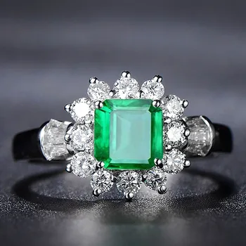 KNRIQUE Trend Vintage 100% Sterling Ezüst Smaragd Drágakő Esküvői Buli Gyűrű Évforduló Ajándék, Finom Ékszerek A Nők, Nagykereskedelmi