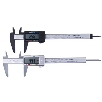 0-150 mm-es Elektronikus, Digitális Tolómérő 6 Hüvelyk Műanyag Szénszálas Vernier Féknyereg Nyomtávú Mikrométer Mérési Eszköz