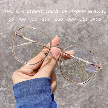 1.0-1.5-2.0 Hogy -6.0 Rövidlátás Szemüveg Nők Férfiak Vintage Szemüvegkeretek Női Optikai Átlátszó Szemüveg Fém Keret Gafas