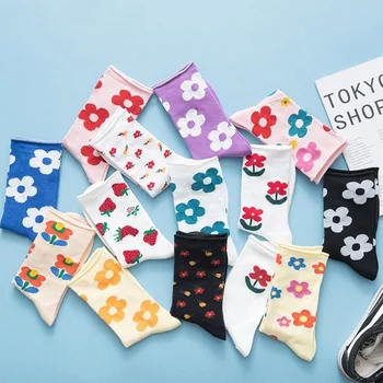1 Pár Japán Koreai Stílus Rajzfilm Virág Aranyos Zokni Nő Streetwear Skate Harajuku Kawaii Zokni Őszi Zokni Nők Sox