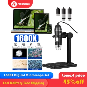 1600X Digitális Mikroszkóp Kamera 8 LED-2MP USB Hordozható Elektronikus Mikroszkóp Készlet LED Nagyító mobiltelefon Javítás