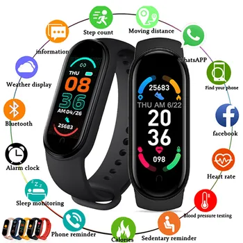 2021 M6-Os Intelligens Karóra Női Férfi Sport Karkötő Bluetooth Smartwatch Pulzusmérő Fitness Követés A Xiaomi Apple Android Órák