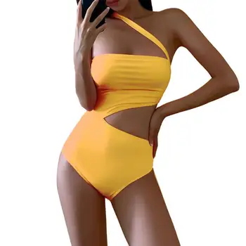 2021 Új Nyári Bikini, Egy darabból Gradiens Poliészter Szexi Üreges Fürdőruha Nyaralni