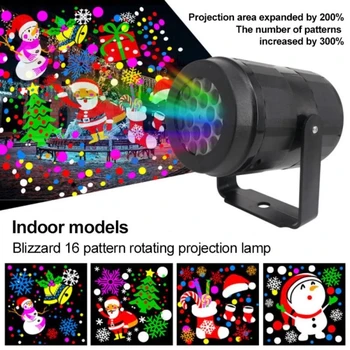 2022 Karácsonyi Lézer Projektor 16 Minták Automatikus Elforgatása LED Kültéri Lámpák Új Évet Színpadon Par Party Dekoráció Projektor
