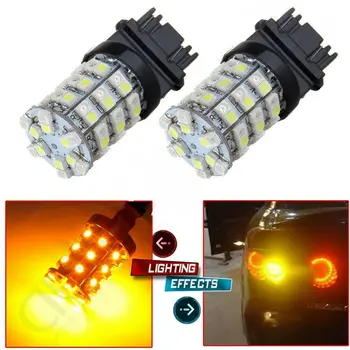 2X 3157 SMD LED lámpa Lámpák Izzók Fehér sárga Hullámvasútja Lámpa Kettős Szín indexet / DRL Autó Lámpa
