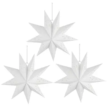 3pcs 35cm 9 Hegyes Papír Csillag Lámpás Lógott Lámpaernyők a Karácsony, Esküvő, Születésnapi Party Dekoráció (Fehér)