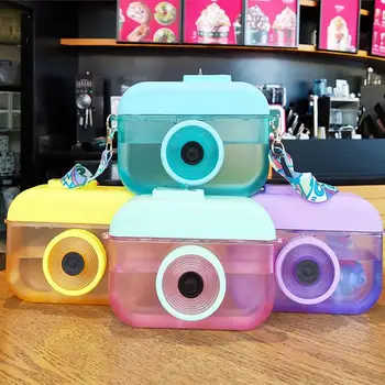 400ml Kreativitás Divat Aranyos Diák Hordozható Kamera alakú Kors Műanyag vizes Palackot, Állítható vállpánt Kupa