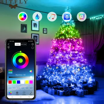 5/10/20M LED-Bluetooth-String Fény karácsonyfa Díszítés Távirányító USB Esküvői navidad Garland Függöny Lámpa Tündér Haza