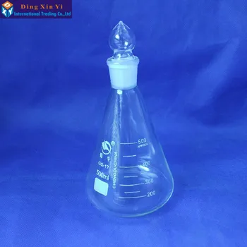 500ML 1DB Üveg erlenmeyer-lombikot kap Üveg Erlenmeyer-Lombikot üveg háromszög lombikot laboratórium