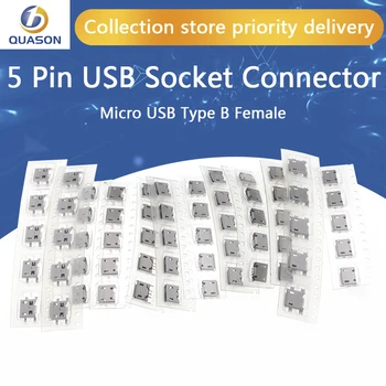 60pcs/tétel 5 Pin-SMT Aljzat Csatlakozó Micro USB B Típus Női Elhelyezés 12 Modellek SMD DIP Aljzat Csatlakozó