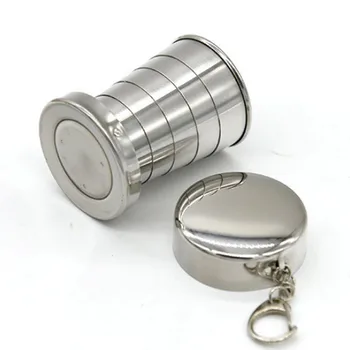 75ML Rozsdamentes acél összecsukható kupa rozsdamentes acél összecsukható behúzható kupa összecsukható kupa blackjack kupa Teáscsésze Teaware összecsukható pohár