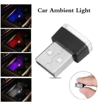 7Colors Mini USB LED Lámpa Autó Belső Dekoratív Fényt Légkör Környezeti Lámpa, USB Plug and Play Légkör vészvilágítás