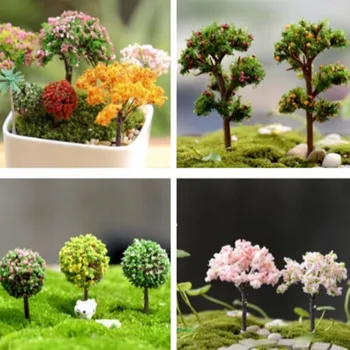 9 Stílusok Mini Fa, Tündér Kert Dekoráció Miniatúrák Micro Táj Gyanta Kézműves Bonsai Figura Kerti Tartozékok, Terrárium