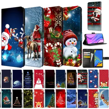A Huawei Honor 20 Lite Esetben Karácsonyi Tárca Flip Bőr Borító Huawei Honor 10 Lite 20e 20i 10i Telefon Esetekben KÖNYV Borító