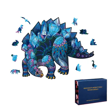 Dinoszaurusz Fa Puzzle Gyermekek Montessori Oktatási Játékok Fa Puzzle Felnőtt Fa DIY Kézműves 3D Puzzle Játékok, Ajándékok