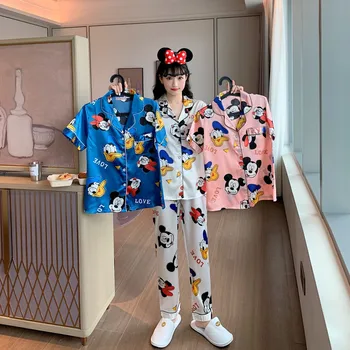 Disney Aranyos Selyem Pizsamában a Nők Esik Haza Öltöny Mickey Egér Pizsama Pj Szett Szatén Hálóruha Hálóruházat 2021 Pijama Verano Mujer