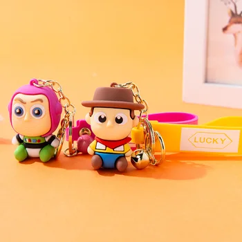 Disney Toy Story 4 Woody Buzz Lightyear Kulcstartó Anime Pvc Figura Kulcstartó Modell Gyerekek Gyűjtemény Játék Hátizsák Medál