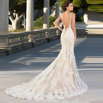 Eightale Meimaid Esküvői Ruha Csipke Szívem Új Backless Menyasszony ruha, Fehér Elefántcsont Esküvői Ruhák 2019 vestido de casamento