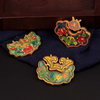 Eredeti design, zománc, porcelán, színes kézműves Ruyi zár medál Kínai retro stílus, egyedi varázsa a férfiak, mind a nők ezüst ékszerek