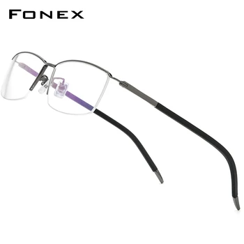 FONEX Tiszta Titán Szemüveg Keretek Férfiak Fele Tér Rövidlátás Optikai Szemüveget 2021 Új Félkész Keret nélküli Szemüvegek F1015