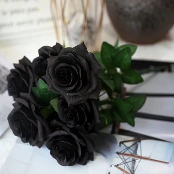 Fekete Rózsa Csokor Művirágok Menyasszony Kezét Tartsa Virág Hamis Selyem Rózsa Otthoni Dekoráció