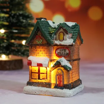 Fényerő LED világít Kis Falu, Ház a Jelenet a Karácsonyi Dekoráció Dísz karácsonyfa Függő Dekoráció, Ajándékok, Dísztárgyak