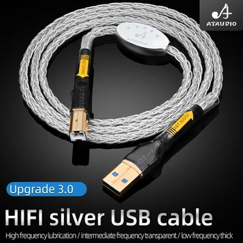 HIFI sterling ezüst, USB kábel HiFi dekódolás DAC adatkábel 3.0 frissítést kábel-A-B port számítógép mixer kábel
