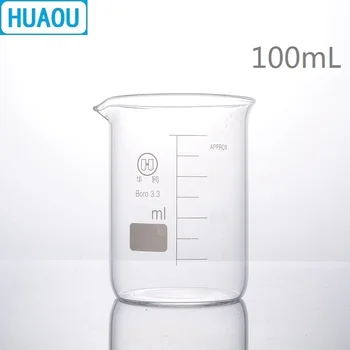 HUAOU 100mL Üveg Főzőpohár Alacsony Formában Boroszilikát 3.3 Üveg Érettségi, illetve Kifolyó mérőpohár Kémia Laboratóriumi Berendezések