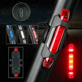 Hordozható LED USB Újratölthető Mountain Bike Kerékpár Vízálló Farok Hátsó Biztonsági Figyelmeztető Lámpa Lámpa Lámpa Szuper Fényes
