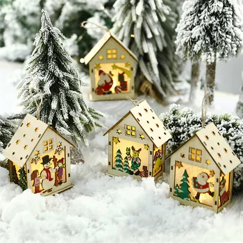 Karácsonyi Világító Fa Ház 2022 Új Év Karácsonyi Dekoráció az Otthoni karácsonyfa Dekoráció Medál Navidad Gyerekek Ajándékokat