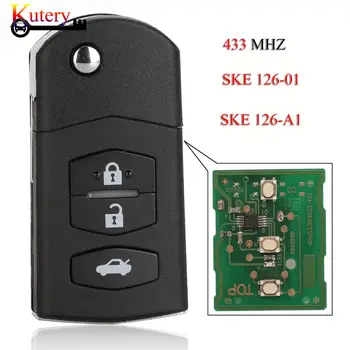 Kutery Távoli Autó Kulcs A MAZDA 2 M2-es, 3 M3, 5 M5-6 M6 8 M8 SKE126-01/SKE126-A1 433Mhz 3 Gomb Nélkül Chip/A 4D63 Chip