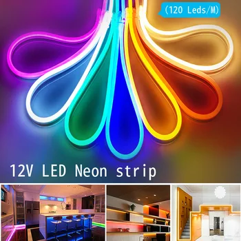 LED Világítás LED Neon Flex-Fény Alá DC12V Vízálló Led Szalag világítás 120leds/M LED Szalag Meleg Fehér Piros Kék Pink+ Adapter EU