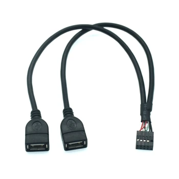 Magas Minőségű Alaplap 9Pin viszont USB2.0 két Kiterjesztés Vonal alaplap Női Fejléc Dual USB 2.0 Női Adapter Kábel