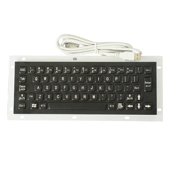 Mini 65 kulcs Ipari Számítógép, Vízálló Rozsdamentes Acél Fém billentyűzet, Fekete