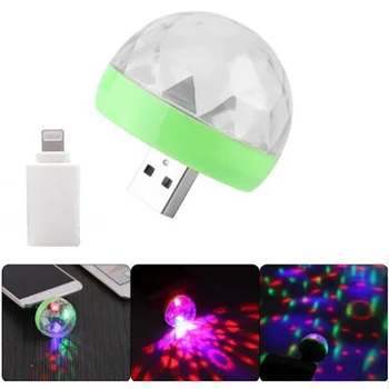 Mini USB Led Lámpák Fél Hordozható Crystal Magic Ball Haza Karaoke Party Dekoráció Színes Színpadi LED Disco Fény Iphone