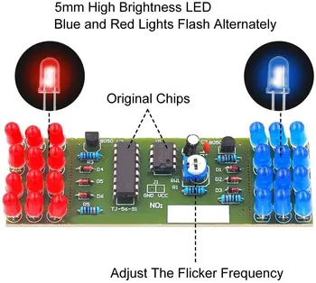 NE555 CD4017 IC LED Elektronikus Fények Készletek Piros, Kék, Vegyes Szín DIY Kit Villogó Elektronikus Öltöny Villogó Fények DIY Alkatrészek