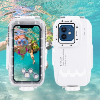 PULUZ 40m/130ft Vízálló Búvárkodás Ház iPhone 12 Pro Max 12 Pro 12 mini Fotó Videó Figyelembe Víz alatti tok