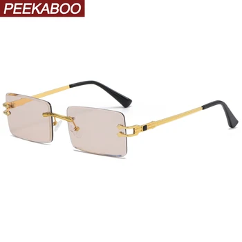 Peekaboo arany négyzetméter nő napszemüveg keret nélküli férfi 2022 divat téglalap szemüveges férfi női keret nélküli uv400 zöld, kék