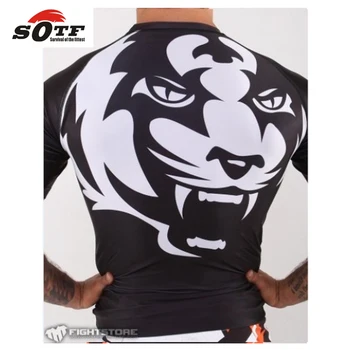 SOTF 2015 új Cím Tigris Muay Thai MMA viselt, szűk szabású, rövid ujjú ruha pulóver Shuzhan Tai boxing