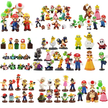 Super Mario Rajzfilm Ábra Játékok, Toad a Gomba Goomba Yoshi Sárkány, Majom PVC Aranyos Modell Dekoráció Állat Babák