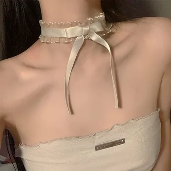 Szexi csipke íj nyaklánc fekete super tündér nyaklánc rövid stílusú nyaklánc, divat, elegáns temperamentum tervezési értelemben, nyaklánc