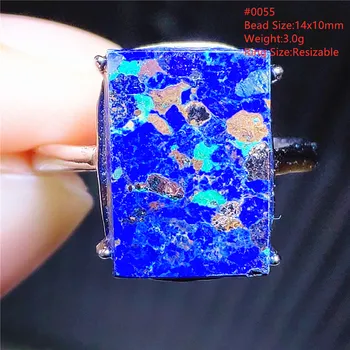 Természetes Kék Malachit Lapis Lazuli Állítható Gyűrű 14x10mm Gyöngyök Nő Férfi 925 Sterling Ezüst Azulite Téglalap Gyűrű AAAAAA