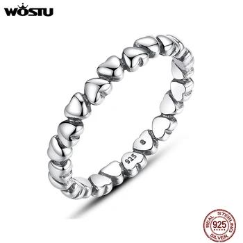 WOSTU 100% 925 Sterling Ezüst Szerelmes Szív Gyűrű A Nők Esküvő, Eljegyzés, Ezüst Gyűrű Eredeti Ujját Ékszerek XCH7108