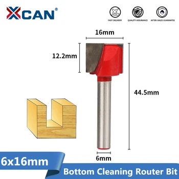 XCAN 1db 16 mm-es Alsó Tisztító Marószerszám 6 mm Szár Gravírozás CNC Bit Famegmunkáló Vágás, Tisztítás, Fa Router Bit