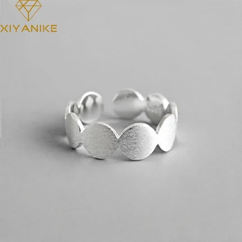 XIYANIKE Ezüst Bevonatú Kézzel készített Nyitó Gyűrű Trendi Egyszerű Csiszolt Geometriai Kör Ékszer Női Méret 15 mm-es Állítható