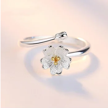nagykereskedelmi 925 sterling ezüst új Ékszerek magas minőségű divat nő nyitott gyűrű virág mintás retro méretű, állítható, ezüst gyűrű