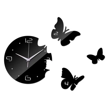 promóció új érkezés eladó nagy pillangós fali Akril óra modern tükör 3d-s órák lakberendezési órák