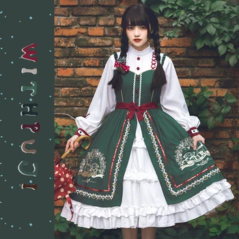 Édes design aranyos hercegnő köpeny + ruha hamis két téli Karácsonyi hímzés Lolita ruha luxus Vestidos