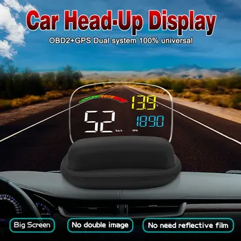 Óra GPS Vezetés Head Up Display Szélvédő Hud Kijelzőt Autó OBD Sebességmérő RPM Szélvédő Sebesség Projektor Hőmérséklet Riasztás