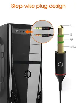 Új 3.5.5 mm Y Elosztó Kábel A Számítógép Fejhallgató Női 2 Férfi Fekete Fehér Mic, Audio Fejhallgató Sztereó PC Adapter